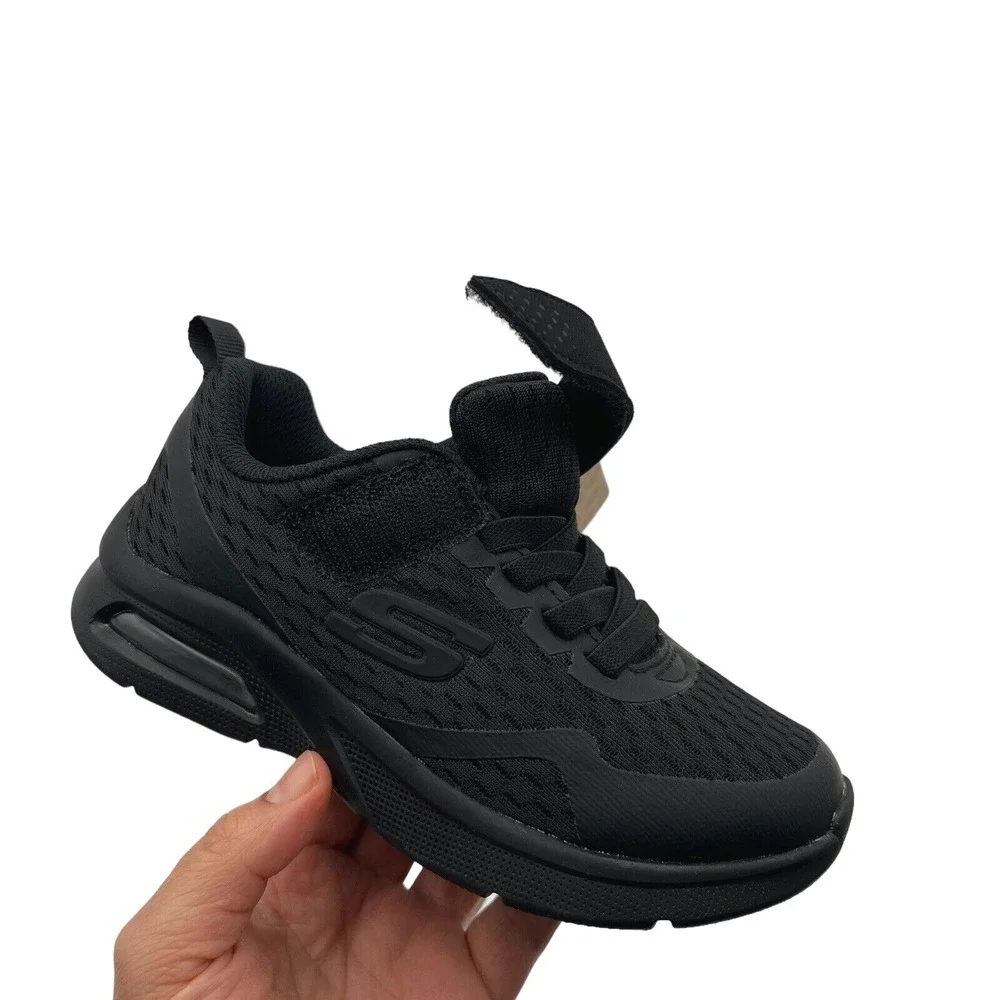 Skechers MicroSpec Max Youth‎ Boys Slip-on Sneaker Size 1 Solid Black Shoes